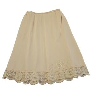 Vintage 60s Slip Skirt Coquette Feminine Womens XS/S Lace Lingerie Peach